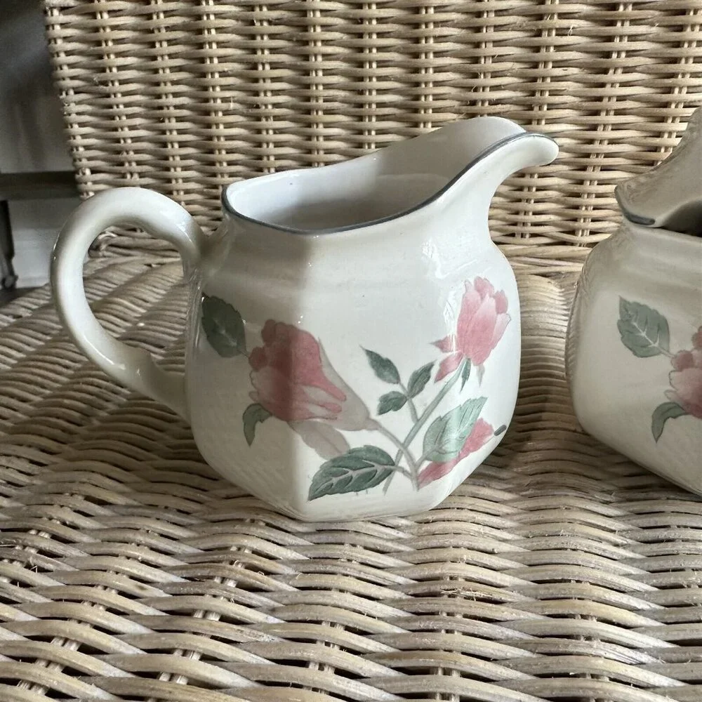 Mikasa Continental Silk Flowers Creamer & Covered Sugar Set